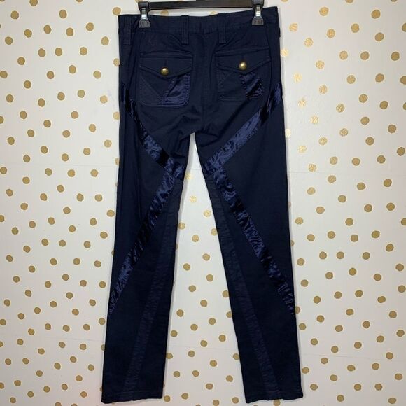 bcbgmaxazria Navy Blue Satin Stripe Tuxedo Pants 4 - Picture 2 of 5